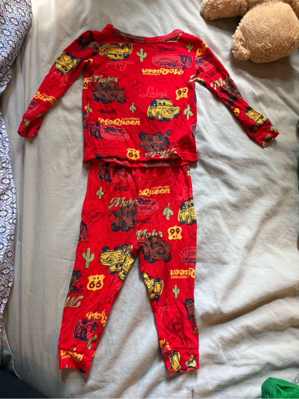 Red Disney Cars Kids Pajama Set - Lightning McQueen Print
